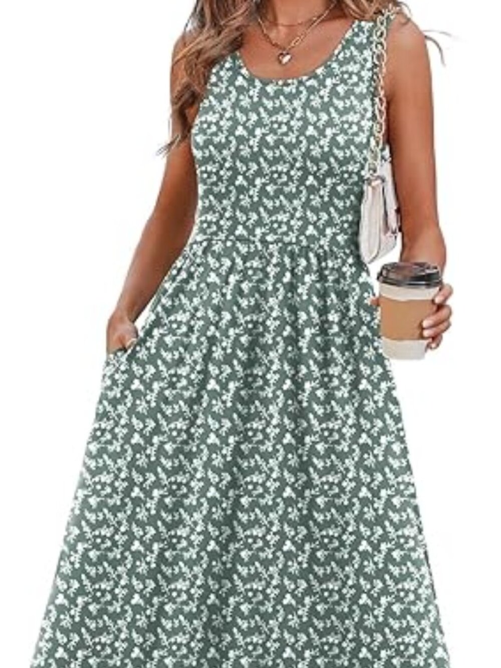 Summer Dresses for Women Flowy Casual Midi Dress Beach Vacation Sundresses with - Picture 1 of 5